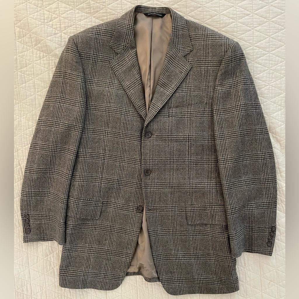 Samuelsohn Soft Wool & Cashmere Plaid 3-Button Sb Powell Jacket Size 40 R